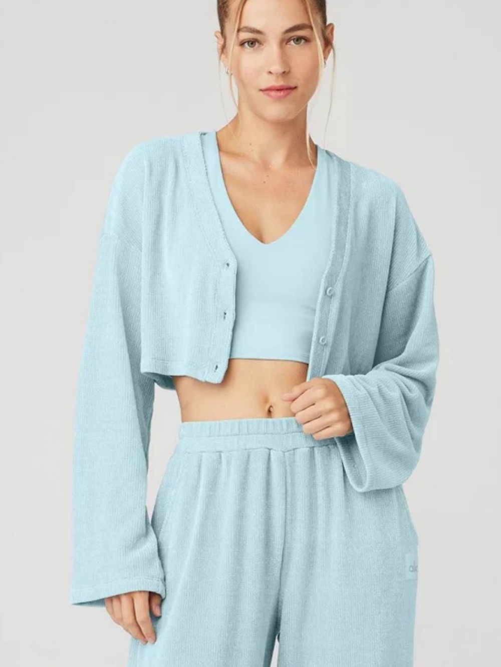 Alo Yoga Chenille Chalet Cardigan Women’s Large Jacket Sweater Crop Boxy Soft T